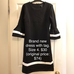 NWT 3/4 sleeve black dress size 4, Liz Claiborne